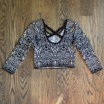 Xhilaration  Black and White Cropped Sweater Photo 2