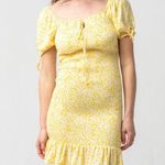 Lost + Wander Sweet Summer Daze Dress LARGE Floral Smocked Ruffle Peasant Mini Photo 2