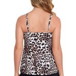 Swim Solutions Womens Leopard Print Tankini Swim Top Bust Support Brown 12 Photo 1