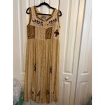 Beige Floral Embroidered Button Front Maxi Dress Size L Tan Size L Photo 1