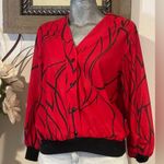 Vintage red and black Top with transparent button Size L Size L Photo 1