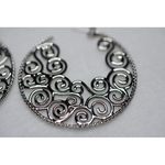 Boho Open Work Filigree Silver Tone Large Swirl Post/Stud Y2K Grunge Earrings Photo 1