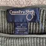 Vintage Country Shop Olive Green Waffle Knit 100% Silk Short Sleeve Baby Tee S Photo 3
