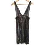 NWT Mandalay Gunmetal Beaded Fringe Cocktail Party Formal Mini Dress Womens Sz 4 Silver Photo 5