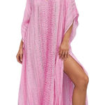 Pitusa NWT Pink Metallic‎ Weave Thobe Kaftan Maxi Cover Photo 0
