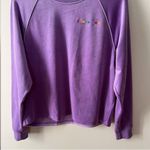 BP Purple Velour “I love you” round neck Graphic Pullover Sweater Sz Small NEW Photo 2