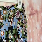 LHD The Riviera Black Silk Blend Blue Floral Print Midi Skirt Size 0 Photo 8