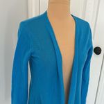 Minnie Rose  Cashmere Open Front Cardigan Turquoise Blue Photo 3