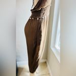 Earthbound Trading Co halter neck, gathered waist, harem leg jumpsuit, olive S Photo 8
