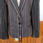 Funky Vintage 1970s SirJe Striped Wool Blazer! Black Size 14 Photo 2