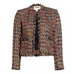 L'Agence  Angelina Gold black Tweed Plaid Jacket fringe trim size 18 Photo 15