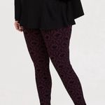 Torrid Burgundy, Black Velvet Floral Ponte Pixie Pants Size 2X Photo 0