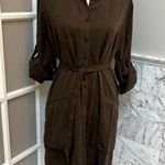 ATM Anthony Thomas Melillo Belted Shirt Dress Large Brown Photo 1