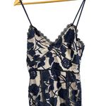 Lulus Lulu’s Alluring Dream Floral Mesh Lace Trumpet Midi navy Dress size Small NEW Photo 2