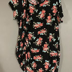 Kristen Nicole Side Tie Floral Short Sleeve Tunic Top Size 3X Black Photo 0