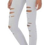 Alo Yoga Light Grey Ripped Warrior Leggings XS Photo 0