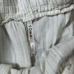 Soma  White Pinstripe Cotton Lounge Pants Shorts  Set Elastic Waist Medium Pink Photo 2