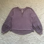 Anthropologie Top Eyelet Sweatshirt Sweater 100% Cotton Lavender Purple Sz S Photo 3