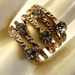 Gold tone rhinestone wide band ring Photo 6