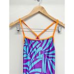 Nike  Vintage Swimsuit Reversible Size Large Blue Purple Open Back One Piece Photo 6