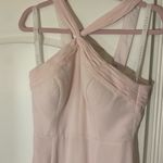 Azazie A-Line Halter Chiffon Floor-Length Dress Rose Petal Bridesmaid Dress Photo 4