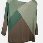 Vintage Boho whimsy woodsy earth Aqua Green Colorblock Geometric retro top M Size M Photo 4
