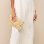 Little Lies Women's Ainsley Halter Maxi Dress Beige Pinstripe M Summer Beachy Size M Photo 0