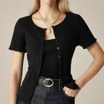J.Crew  Pointelle Short-sleeve Knit Cardigan Black Photo 0
