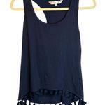 Trina Turk  Tank Top Women's Size Medium Fringe Tassels Blue‎ Photo 0