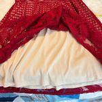 PerSeption Concept Burgundy Maroon Dress Medium Lace Overlay V Neck Short Sleeve Photo 8