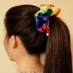 Large rainbow silky scrunchie Satin Silk Scrunchie Rainbow Scrunchie Multiple Photo 3