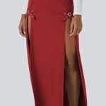 Halara  High Waisted Decorative Buckle Split 2-in-1 Maxi Casual Skirt Sz XS Rust Photo 1