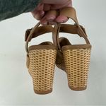 Toms  Tan Wedge Sandals with Ankle Straps and Woven Heel Size 7.5 Photo 3