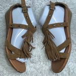 Minnetonka Merriam Suede Leather Fringe Sandals Tan Brown Low Wedge Women’s 9 Photo 5