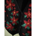 Christopher & Banks Vintage Sweater Vest Hand Embroidered Christmas Floral M Photo 2