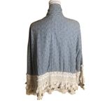 ZARA  Blue Premium Denim Collection Boho Open Front Jacket Size Small Photo 5