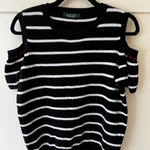 Ralph Lauren Lauren Rare Black & White Striped Cold Shoulder Sweater Size Medium Photo 0