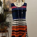 MSK Women’s Jersey Dress Size Large Striped Sundress Sleeveless Scoop Neck Photo 0