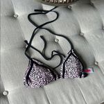 Betsey Johnson Pink Cheetah Animal Print Triangle Bikini Top Size Large Photo 2