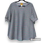 Ruby Rd. women's size 2X pullover top striped short sleeve ribbed bow sleeves Green Photo 7