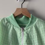 Lavon Vintage 80s Gingham Full Zip Jacket Shoulder Pads windbreaker pockets L Photo 8