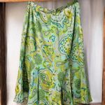 Banana Republic Eight
Gores Silk Skirt 4 Paisley Print Teal/yellow Lined Godet Photo 0