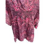 Angie ‎ Pink Paisley Rayon Smocked Waist Kaftan Tunic Top Boho Bohemian Small Photo 5