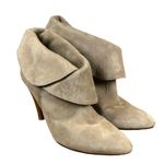 via spiga Suri Taupe Suede Foldover Stiletto Heeled Booties Women's Size 6 Photo 4