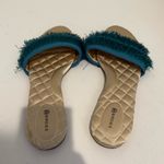 Birdies Sparrow Fringe Slide Sandal Teal Azure Satin Mule Size 10 Photo 4