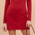 Reformation  Jeans Tam Knit Dress Size‎ Small Red Long Sleeve Henley Mini Photo 0