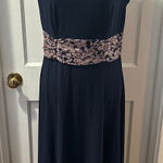 Jessica Howard JH Evenings Navy Tank Dress with Rose Gold Lace Detail in 12 Photo 0