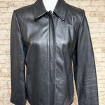 Valerie Stevens  Jacket Womens Size M Black Lambskin Leather Zip Front Photo 0
