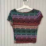 About A Girl  Red and Green Cap Sleeve Fitted Crop Top | Small Photo 3