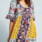 Anthropologie  Floral Patchwork Midi Dress - Yellow, Blue, Red Photo 0